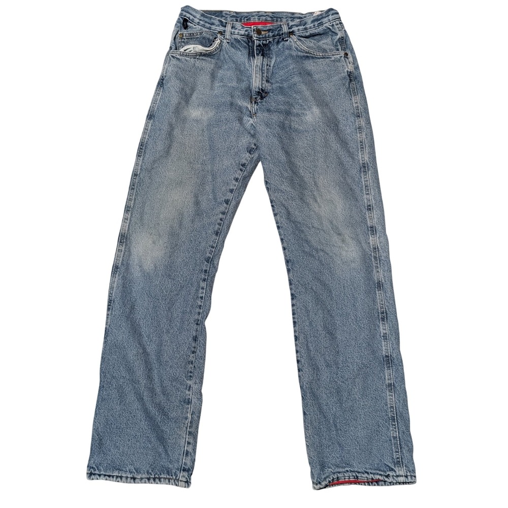 Wrangler Jeans Mens 32x34 Blue Rugged Wear Flannel Lined Straight Leg Vintage